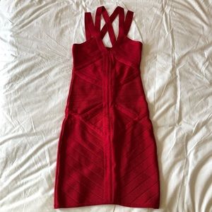 Bebe strappy red bodycon dress